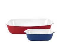 Set de 2 pièces source bleu + rouge Faïence collection Rainbow