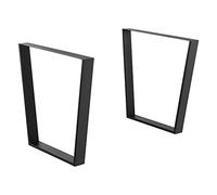 Set de 2 Pieds de Table Stylés Éléments de Meuble DIY Lot de Pieds de Meuble avec Embouts de Protection en Acier et Fer 55-75 x 72 cm Noir Mat