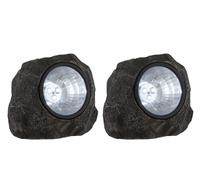 Set de 2 pierres Design LED Lampe solaire Déco Lampe IP44 éclairage gris