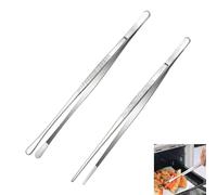Set de 2 Pince Cuisine Inox, Pince Cuisine Professionnelle 30 cm, Pincette à Barbecue Acier Inoxydable, Tongs Antidérapantes pour Griller Cuire Décorer Résistantes à Chaleur, Passe au Lave-Vaisselle