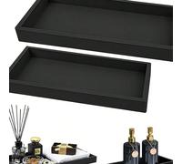 Set de 2 plateaux de salle de bain, plateaux décoratifs rectangulaires, plateaux de rangement en silicone souple, organisateur de plateau de vanité de cuisine et de salle de bain (noir). Meilleurs cad