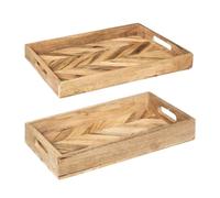 Atmosphera – Lot de 2 plateaux en bois « Wild » 41 cm Beige