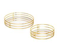 Atmosphera – Lot de 2 plateaux déco miroir « Feel » 30 cm Or