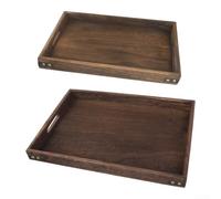 Set de 2 Plateaux pour bois Massif Finition Sombre Rustique Set | pour bois massif brûlé, structure ferme, finition sombre, usage domestique longue durée, design rectangulaire