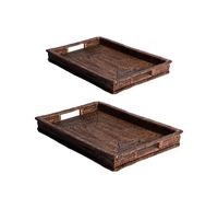 Set de 2 plateaux rectangle Saya 40 et 45 cm - Table Passion - Marron - Rotin G
