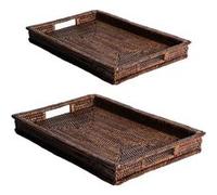 Set de 2 plateaux rectangle Saya 40 et 45 cm - Table Passion - Marron - Rotin G
