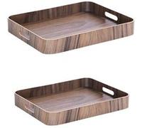 Set de 2 plateaux rectangles brun - Table Passion - Marron - Bois Marron G