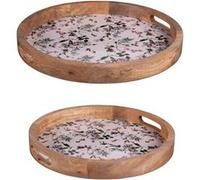 Set de 2 plateaux ronds Champêtre 35 et 40 cm - Table Passion - Décoré - Bois G