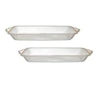 AltoBuy Set de 2 Plats rectangulaire en Plastique Transparent texturé avec Contour doré (L41 cm)