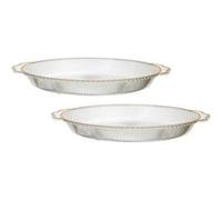 Set de 2 plats rond en plastique transparent texturé avec contour doré (L38,5 cm) - - ALTOBUY Transparent