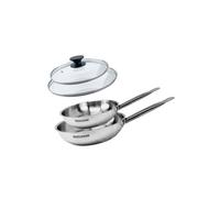 Set de 2 poêles 20 et 24 cm en inox et 2 couvercles en verre Fackelmann Eterna