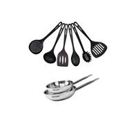Set de 2 poêles 20 et 24 cm en inox et 6 ustensiles Eterna