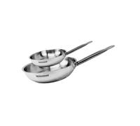 Fackelmann 9437450 Set de 2 poêles 20 et 28 cm en inox, Poêle de cuisson, Poêle tous feux, Poêle induction, Poêle sans PFAS, Manche inox, Manche riveté, Acier inoxydable 18/8, Gris, 20 et 28 cm