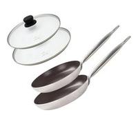 Set de 2 Poêles 24 et 28 cm céramique sans PFAS et 2 couvercles Bistro Line Elo Transparent,Noir,Gris