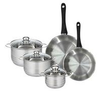 Set de 2 poêles 24 et 28 cm en inox et 3 faitouts inox 16, 20 et 24 cm Fackelmann Geneva inox