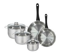 Set de 2 poêles 24 et 28 cm en inox et 3 faitouts inox 16, 20 et 24 cm Geneva Fackelmann