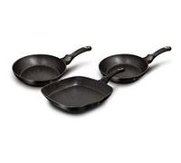 Berlinger Haus Black Rose Lot de 2 Poêles et Grillades à Induction 20 - 24 - 28 cm, Aluminium Forgé, Antiadhésif Écologique en Marbre sans PFOA, Design, pour Toutes les Cuisines, Vitrocéramique, Gaz