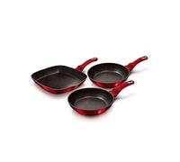 Set de 2 Poêles à Frire 1 Grill Induction 20-24-28cm Aluminium, Antiadhésif, Berlinger Haus, Burgundy, , Rouge