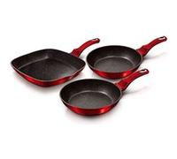 Set de 2 Poêles à Frire 1 Grill Induction 20-24-28cm Aluminium, Antiadhésif, Berlinger Haus, Burgundy, , Rouge