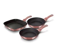 Set de 2 Poêles à Frire 1 Grill Induction 20-24-28cm Aluminium, Antiadhésif Berlinger Haus I-Rose Rose 16064