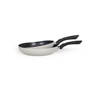 Set de 2 poêles aspect pierre - LIVOO - MEN124GR - Revêtement antiadhésif - Ø 24 et 28 cm - Manche silicone - Tous feux