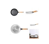 Set de 2 poêles BLANCHES poignées bois HAUTE QUALITE - MEP134W