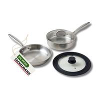 Poêle 24 cm et Sauteuse 24 cm inox 18/10 Triply et couvercle Fackelmann Vita3
