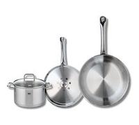 Set de 2 Poêles de cuisson 24 et 28 cm et 1 faitout 16 cm Elo Profi Citrin Gris