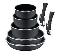Set de 2 poêles Heat Dot Ø24Ø28cm avec manche amovible + 3 casseroles Ø16Ø18Ø20cm avec poignée amovible - Aluminium pressé couleur noir Click&Cook Bergner
