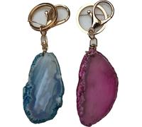 Set de 2 porte-clés en cristal d'agate NATUREL de votre choix, adaptés aux signes du zodiaque, aux couleurs, aux chakras, à l'énergie de guérison