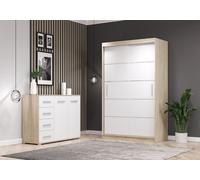 set de 2 portes coulissantes Armoire Armoire Sonoma/Blanc 120cm Neomi 06 avec commode 135cm FRIDA 01