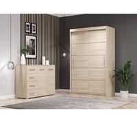 set de 2 portes coulissantes Armoire Armoire Sonoma/Sonoma 120cm Neomi 06 avec commode 135cm FRIDA 01