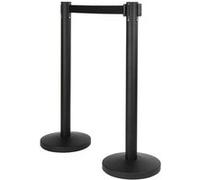 SET de 2 Poteaux d'accueil 1er Prix noir avec corde rétractable 8,5 kg Sangle de 190cm Base 32x92 Securit G