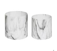 Atmosphera Créateur d'intérieur - Lot de 2 Cache-Pots "Effet Marbre" 14cm Noir & Blanc Blanc G