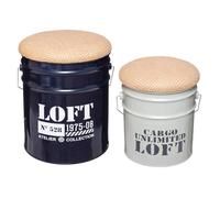 Set de 2 poufs bidons ""Alfred"" métal D27/32cm - Atmosphera createur d'interieur