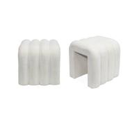 Set de 2 poufs contemporains en tissu blanc