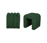 Set de 2 poufs contemporains en tissu vert foncé