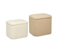 Set de 2 poufs ""Dani"" en bouclette L37,5/41,5cm - Beige - Atmosphera createur d'interieur