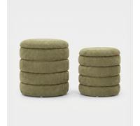 Set de 2 poufs de rangement ronds rembourrés Warsaw Duo