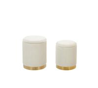 Set de 2 poufs en velours blanc avec rangement MIRAMAR