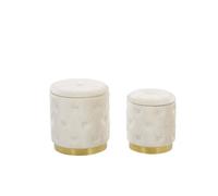 Set de 2 poufs en velours blanc avec rangement PUEBLO
