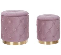 Set de 2 poufs en velours rose avec rangement PUEBLO