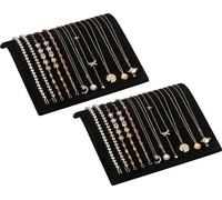 set de 2 présentoirs à bijoux, support pour colliers, présentoir à bijoux en velours, support pour bracelets, support pour bijoux, support pour chaînes pour bijouteries, présentoir pour bracelets, bra