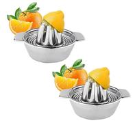 set de 2 presse-agrumes manuels en acier inoxydable | Ø12.5cm presse-agrumes | presse-citron avec récipient collecteur et bec verseur | presse-lime | presse-fruits | presse-orange extracteur de jus po