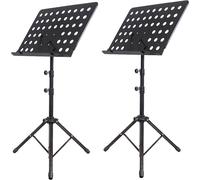 set de 2 pupitres de musique en noir | 50 - 165cm support de partitions réglable en hauteur | Support de partitions flexible et inclinable | Pupitre d'orchestre - support de partitions en métal | Pupi