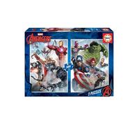 Set de 2 puzzles adulte : avengers hulk iron man captain america - 500 pieces - educa collection super heros marvel