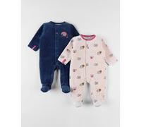 Set de 2 pyjamas 1 pièce, beige clair/bleu marine 3M