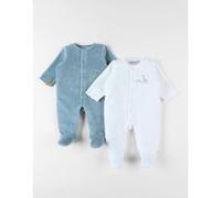 Set de 2 pyjamas 1 pièce, bleu moyen/écru 3M