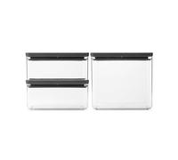 Set de 2 récipients empilables Brabantia TASTY+ (1,5 L et 3,5 L) | Récipients alimentaires hermétiques avec joint en silicone pour cuisine | Pour aliments secs et humides, sucre, farine | Dark Grey