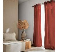 Set de 2 rideaux en gaze de coton ocre tissu gaufré 2x 135x240cm avec oillets